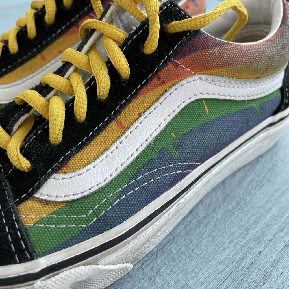Vans RAINBOW DRIP Sneakers M 5.5 W 7 Black Suede Old Skool OFF THE WALL Skater - Picture 5 of 11